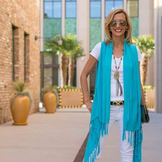 Turquoise Shawl Vest With Multiple Uses - Just Style LA