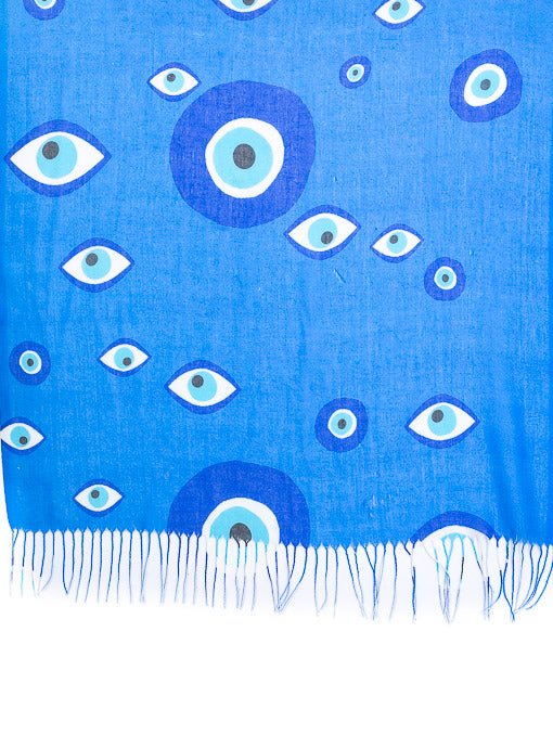 Blue Evil Eye Print Scarf Shawl - Just Style LA