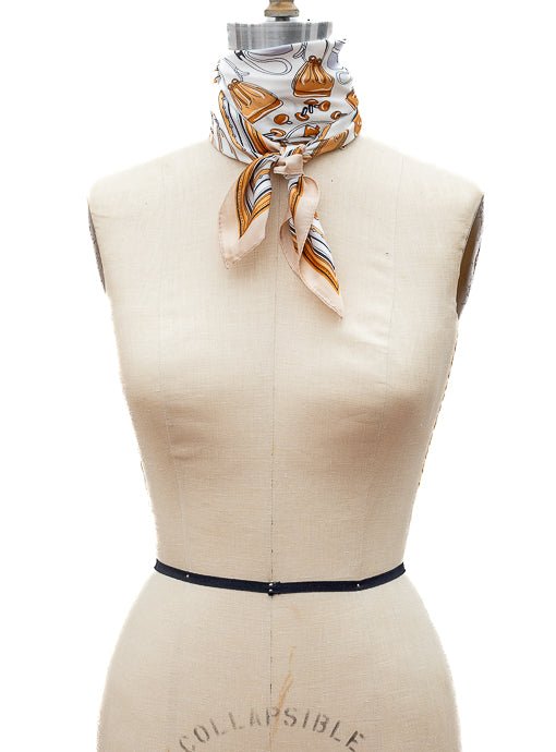Taupe Multi Luggage Conversational Print Silky Neck Scarf - Just Style LA