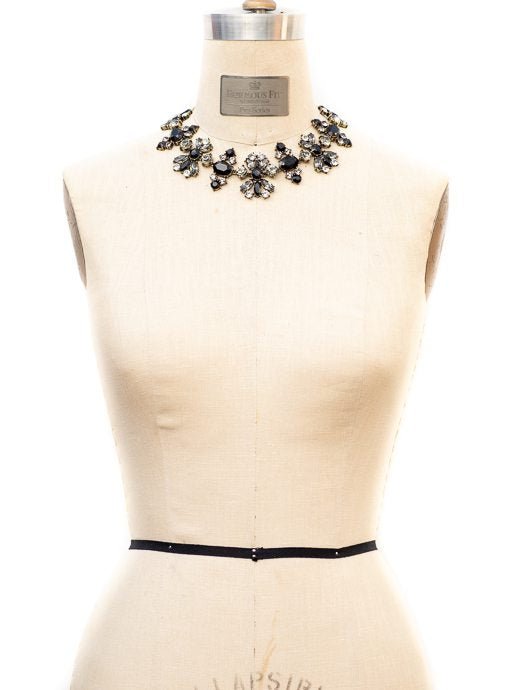 Black And Gunmetal Gray Stone Statement Necklace - Just Style LA