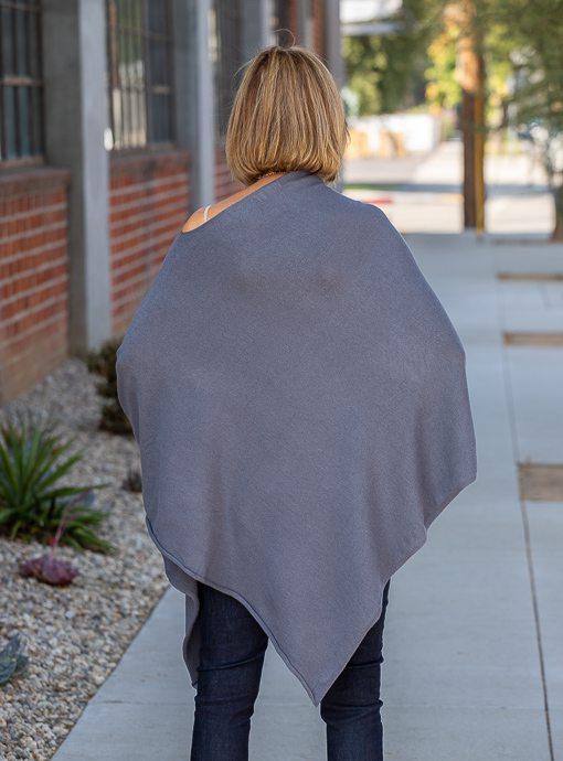 Blue Gray Pull On Poncho - Just Style LA
