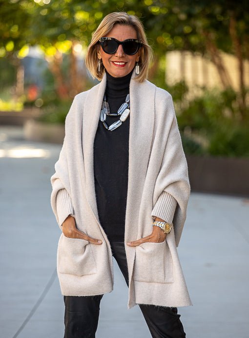 Cream Shrug Cardigan With Pockets Just Style LA