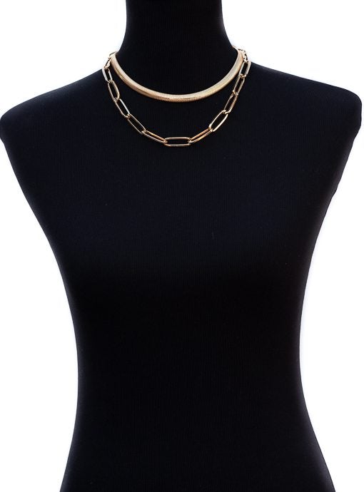 Double Layer Gold Chain Link Necklace Set - Just Style LA