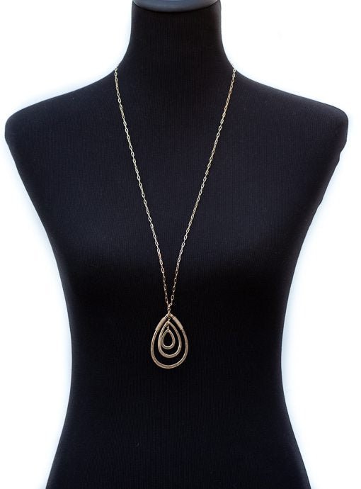 Gold Chain Necklace With Multi Tear Drop Pendant - Just Style LA