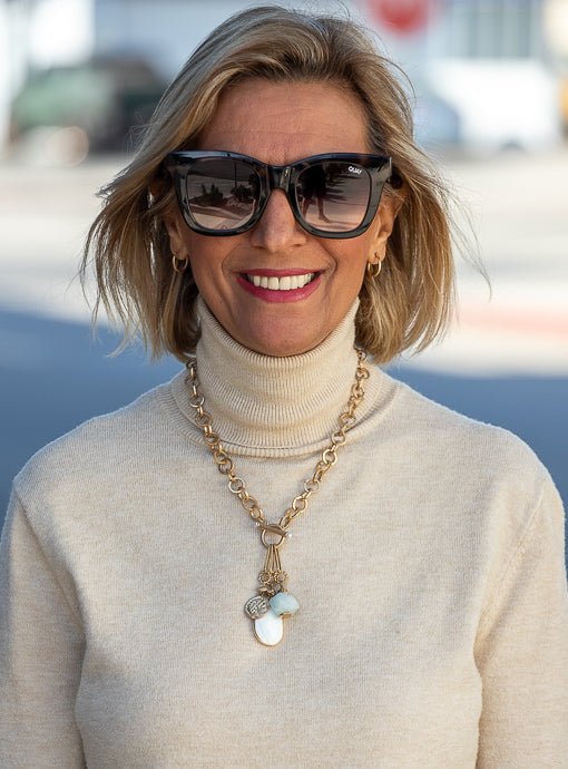 Gold Chain Necklace With Novelty Toggle Pendant And Stones Just Style LA