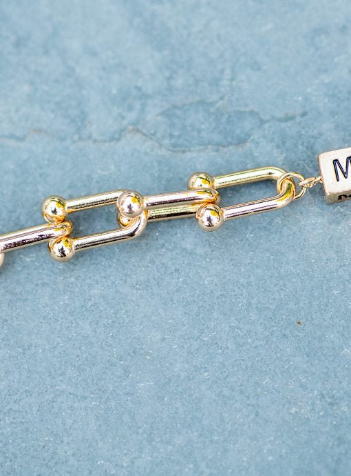 Gold Novelty Chain MAMA Bracelet - Just Style LA