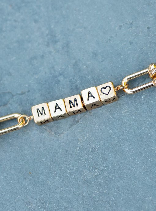 Gold Novelty Chain MAMA Bracelet - Just Style LA