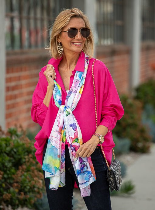 Multi Color Abstract Print Silky Scarf Shawl - Just Style LA