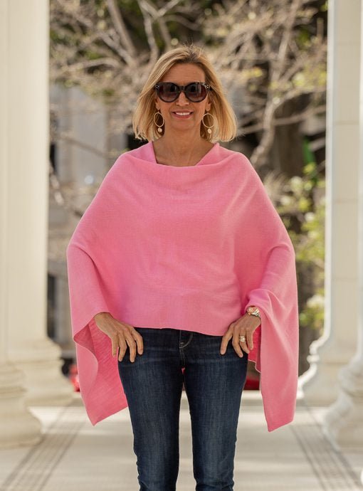 Pink Pull On Poncho - Just Style LA