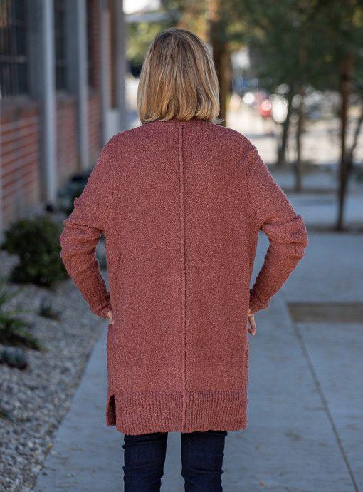 Rosewood Boucle Knit Cardigan with Pockets - Just Style LA