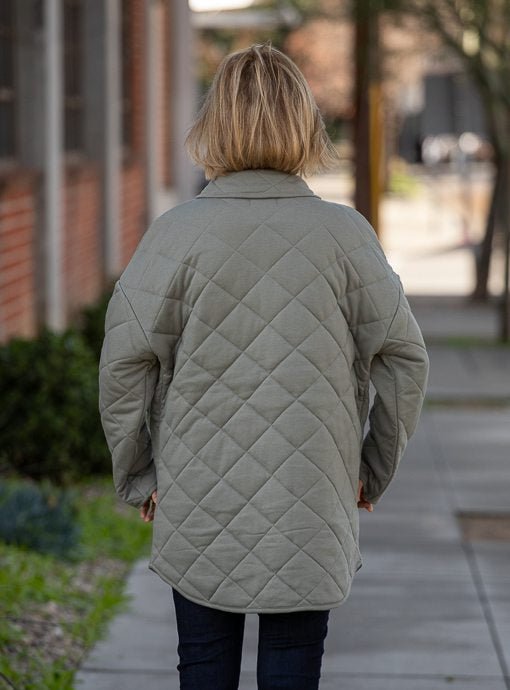 Sage Quilted Knit Oversized Parka Jacket - Just Style LA