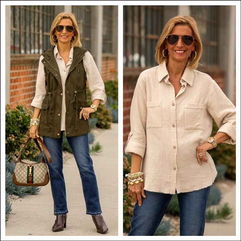 A Cargo Vest And Shirt Combo For A Weekend Look - Just Style LA