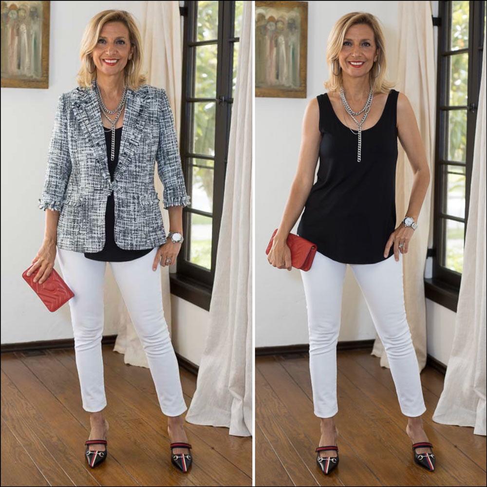 A Chic Black And White Look With Our Sophie Boucle Blazer - Just Style LA