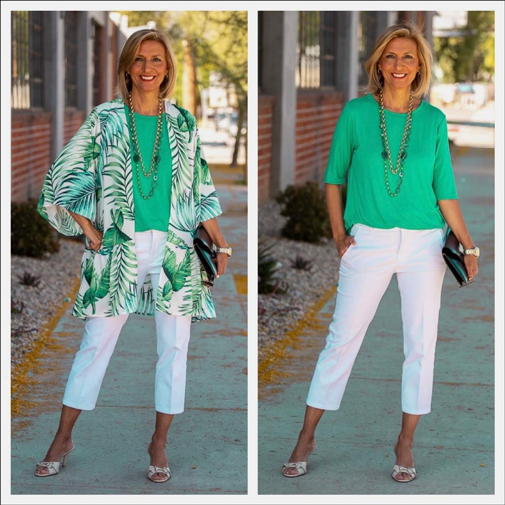 A Tropical Print Mixed With Kelly Green - Just Style LA
