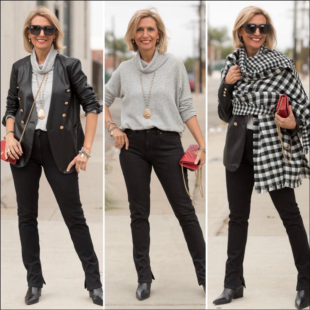 Faux Leather Plaid And A Touch Of Red - Just Style LA