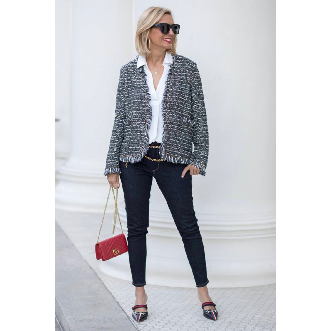 CHANEL TWEED DOUBLE-BREASTED JACKET - Janet Mandell