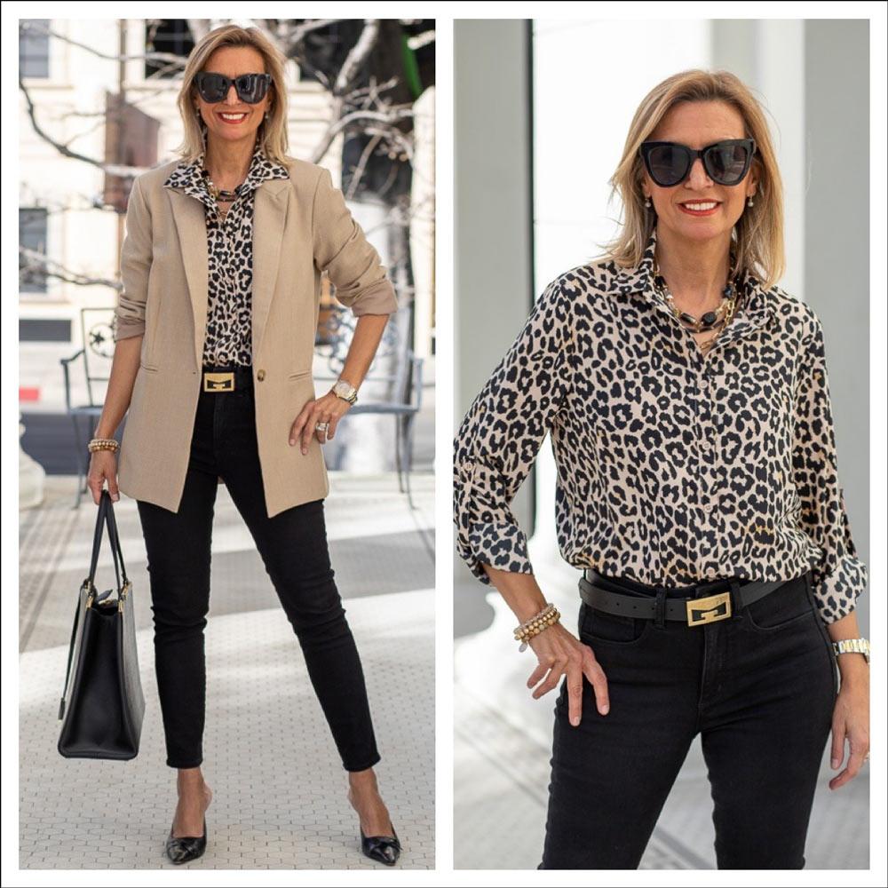 How To Make A Classic Blazer Sexy With A Leopard Shirt – Just Style LA
