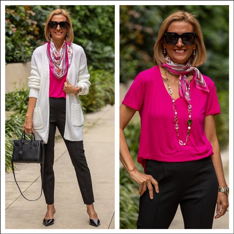 Ivory And Black With A Pop Of Fuchsia - Just Style LA