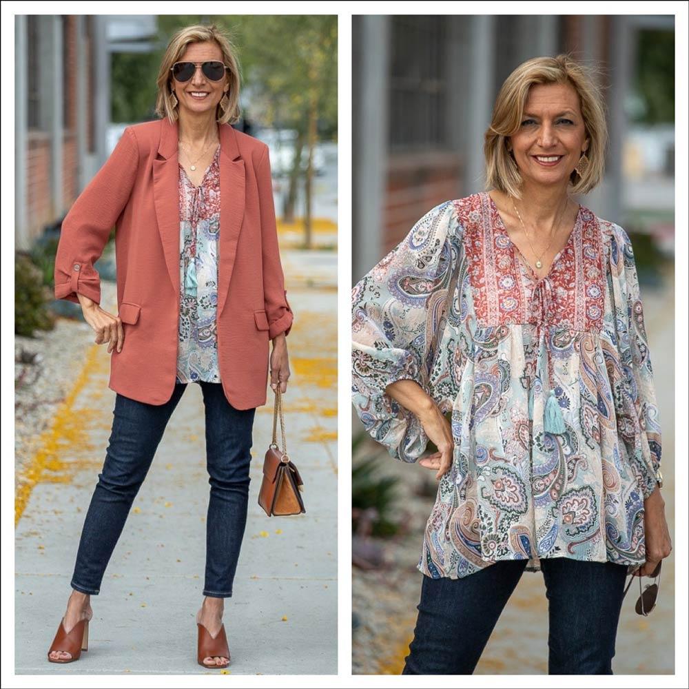 Mixing A Boho Peasant Blouse With a Blazer – Just Style LA