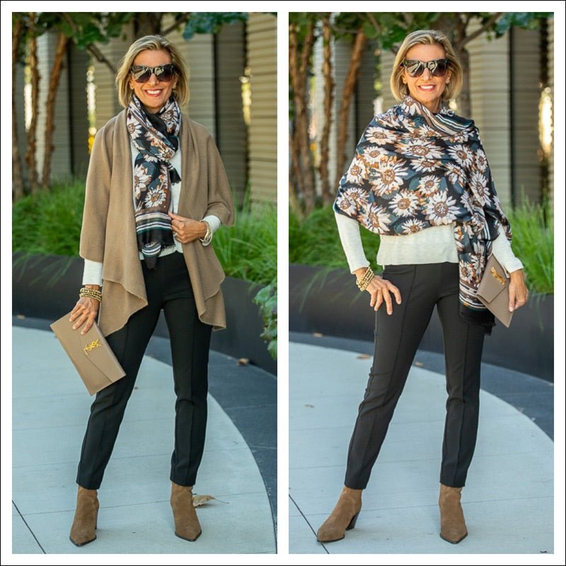 Mocha Cape Vest Styled With Beautiful Accessories - Just Style LA