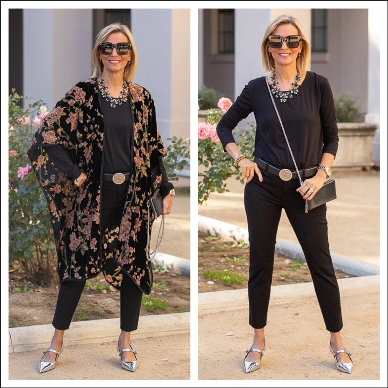 Our Beautiful Floral Velvet Burnout Kimono - Just Style LA