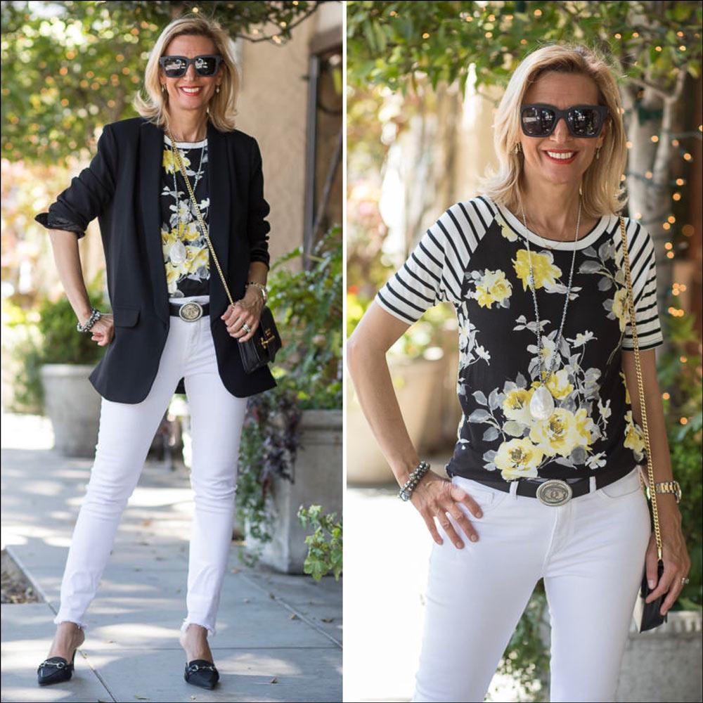 Our Black Blazer Mixed With Florals And Stripes - Just Style LA