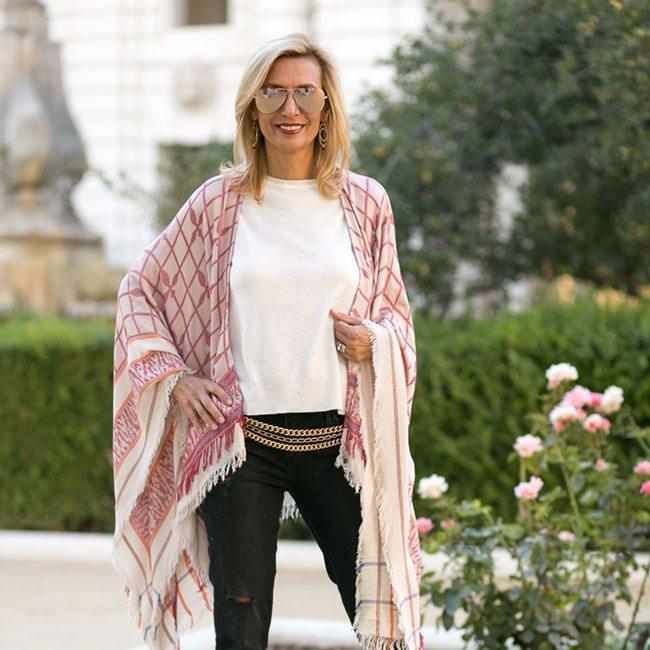 Our Boho Raspberry Print Poncho For Fall - Just Style LA
