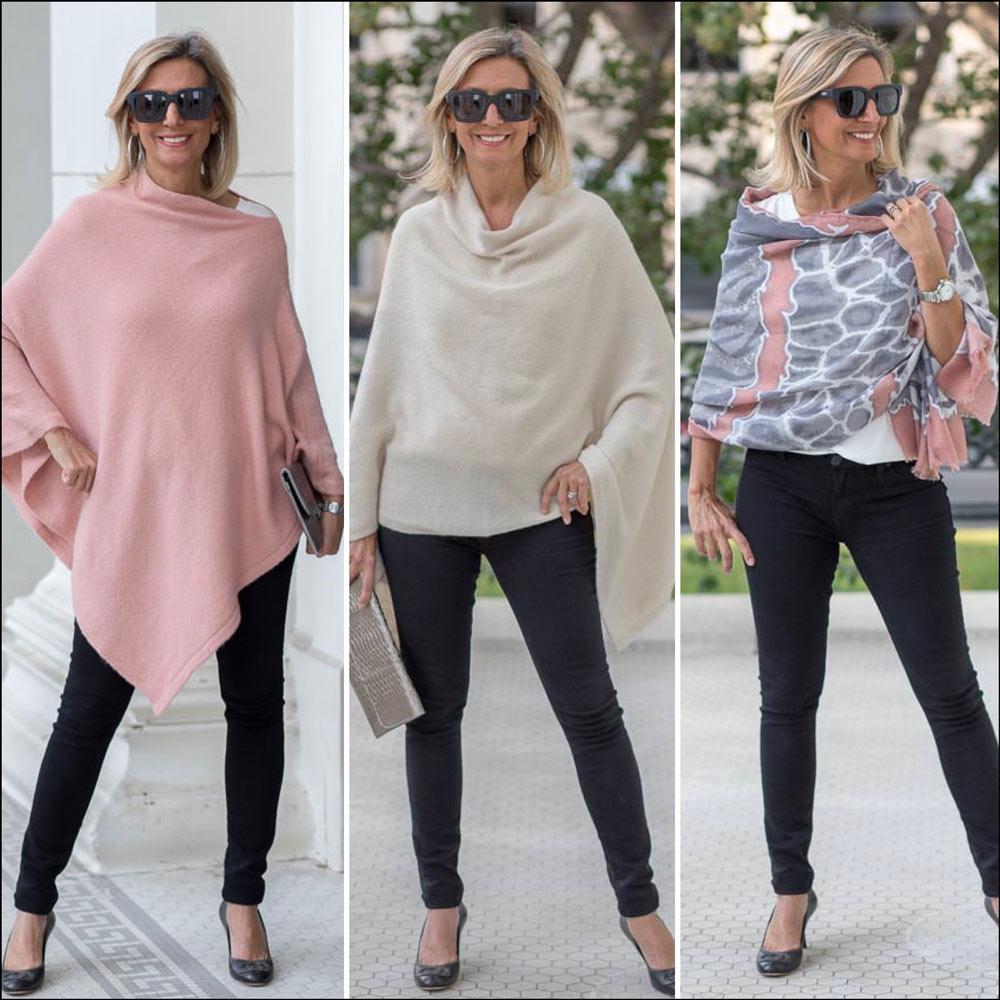 Our Cream And Dusty Rose Cashmere Blend Ponchos - Just Style LA