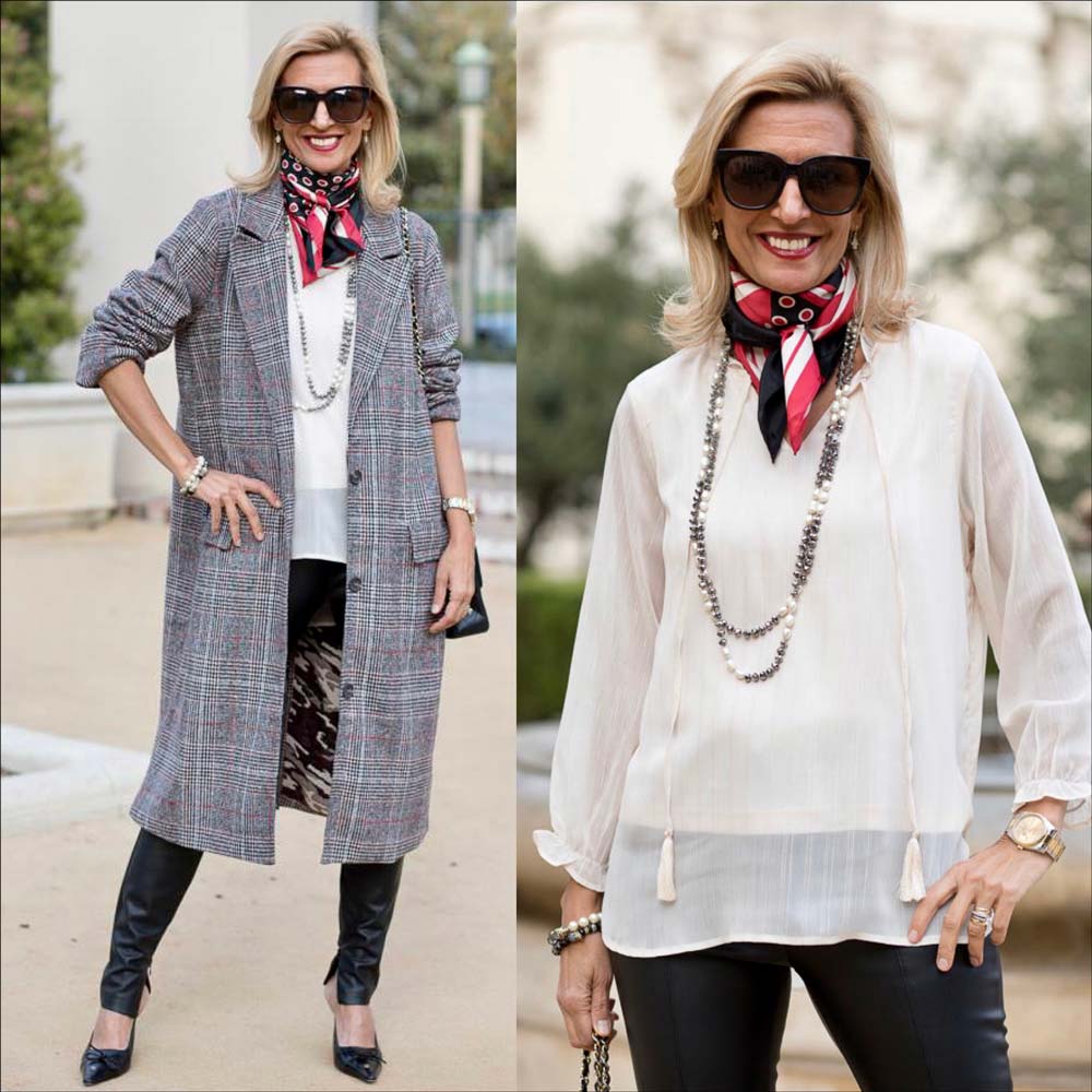 Our Glen Plaid Coat Mixed With Leather And Pearls - Just Style LA