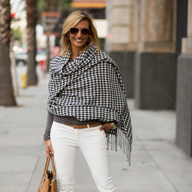 Our New Charcoal And Ivory Houndstooth Wrap - Just Style LA