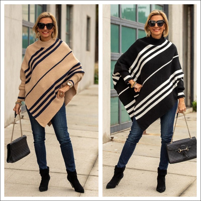 Our New Diagonal Stripe Ponchos with Sleeves - Just Style LA