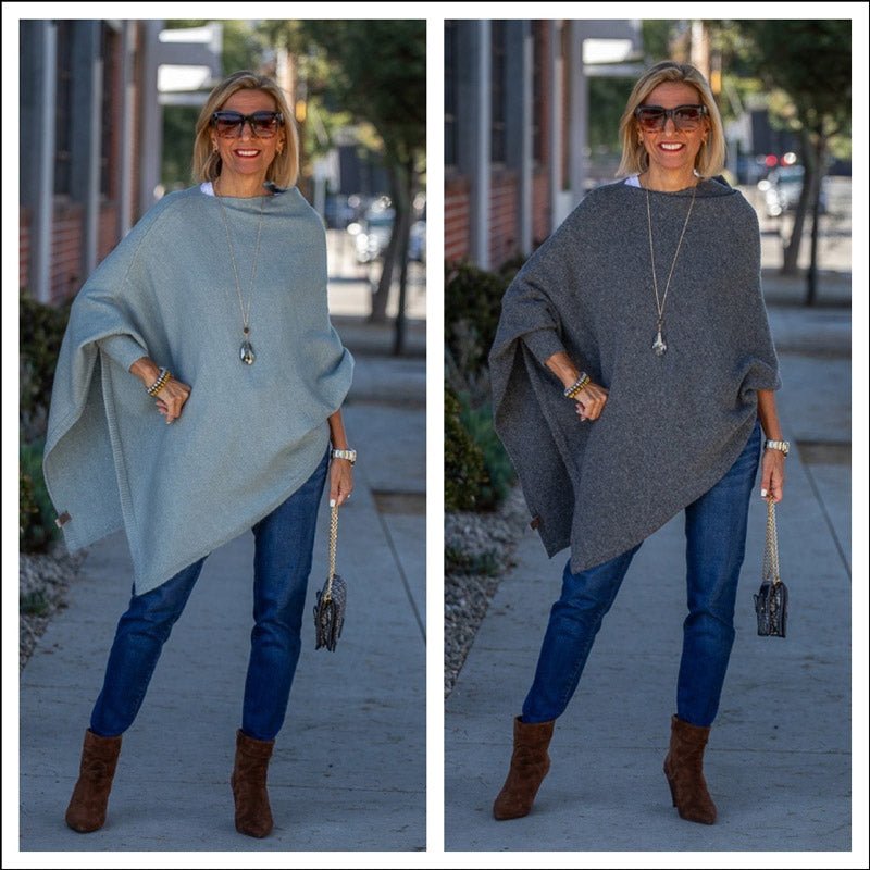 Our New Steel Blue And Charcoal Ponchos With Sleeves - Just Style LA