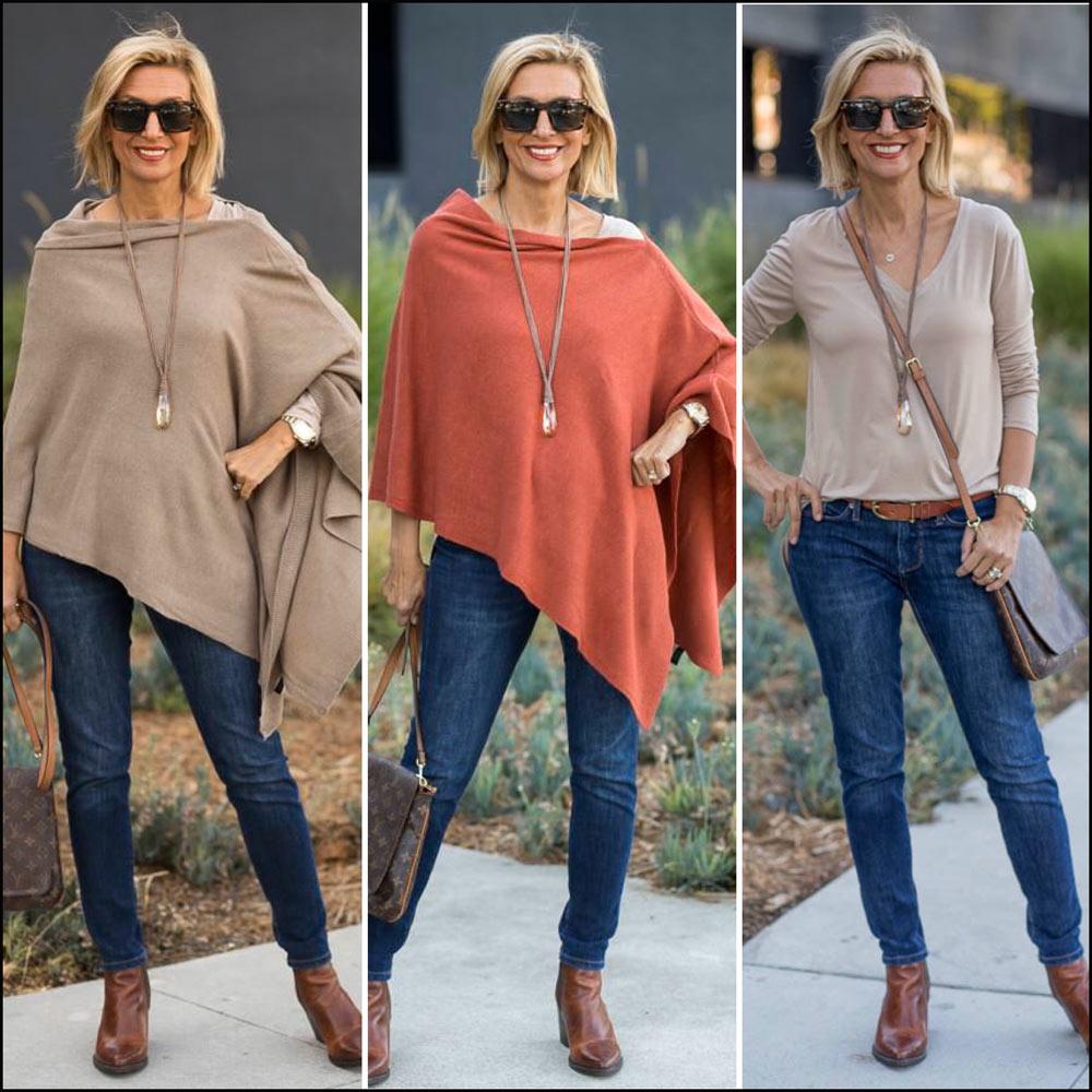 Our Rust And Taupe Pull On Ponchos - Just Style LA