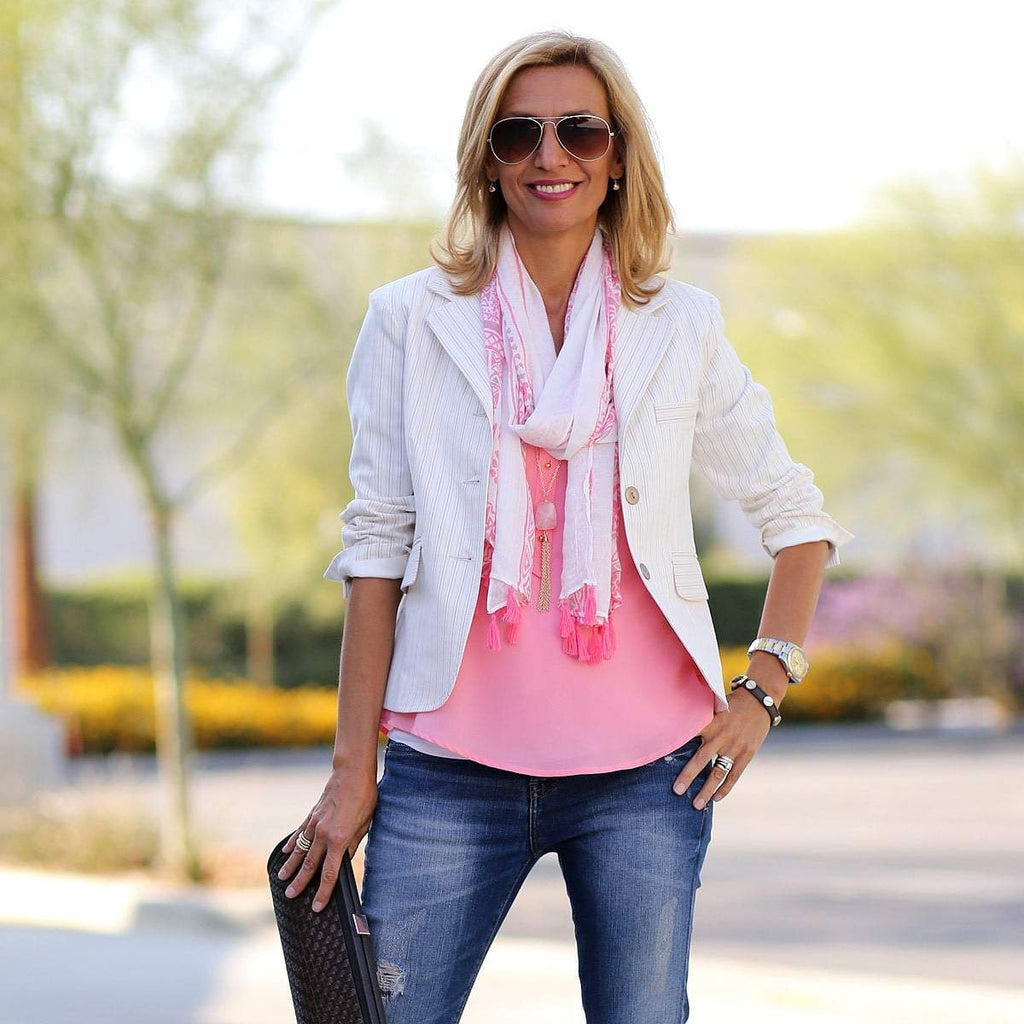 Pretty In Pink With My Sonoma Stripe Jacket - Just Style LA
