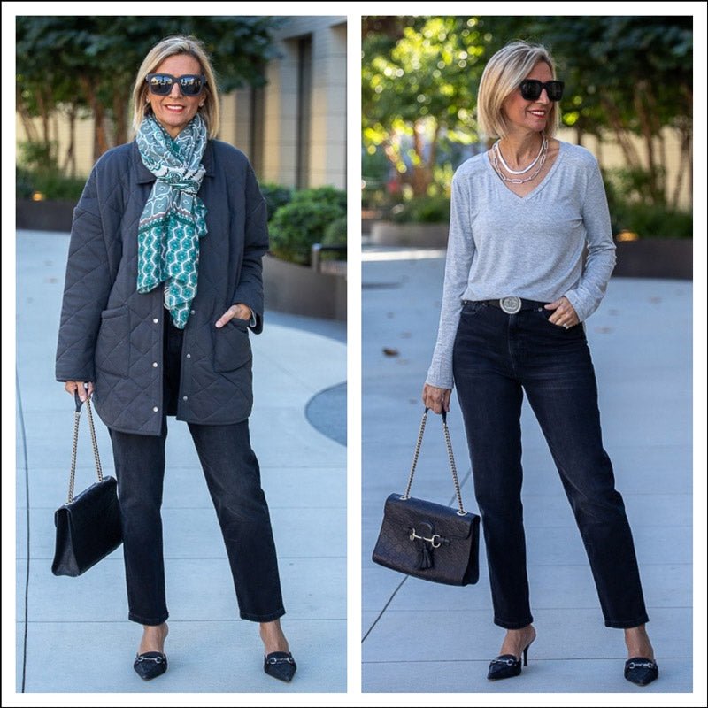 Shades of Charcoal And Heather Gray With A Pop of Teal - Just Style LA