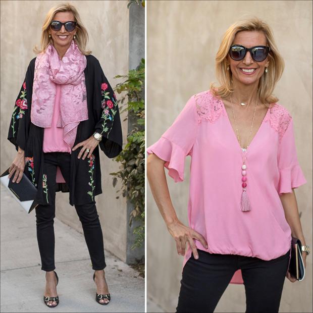 Tickled Pink In Our Black Embroidered Kimono - Just Style LA