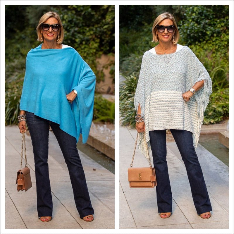 Two Beautiful Blue Ponchos For Women - Just Style LA