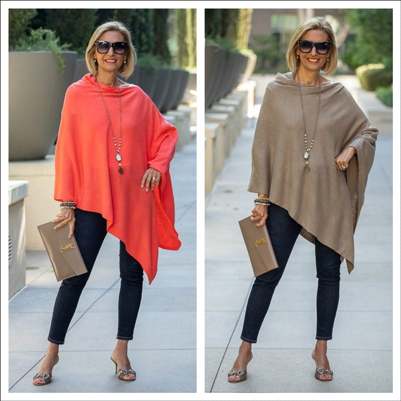Two Beautiful Transitional Colors In Our Pull On Ponchos - Just Style LA