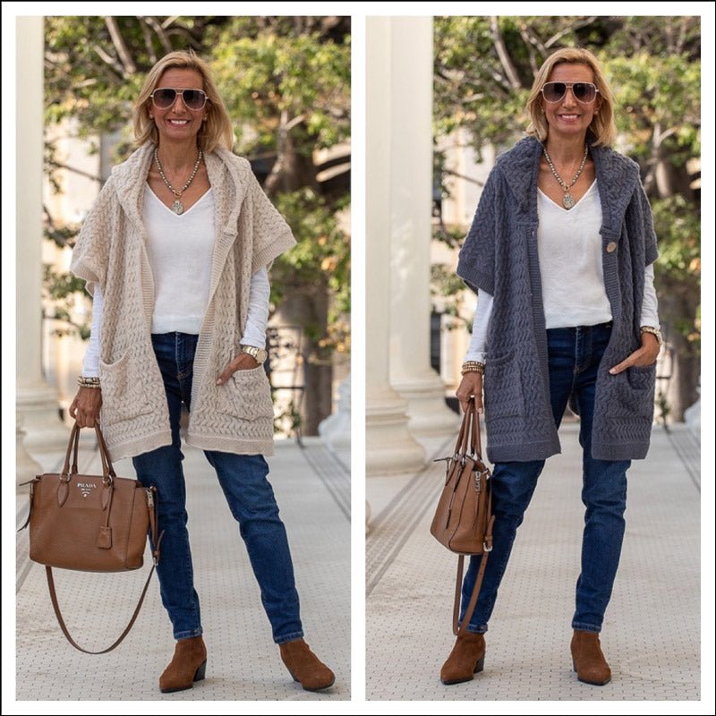 Two New Hooded Poncho Cardigan Vests - Just Style LA