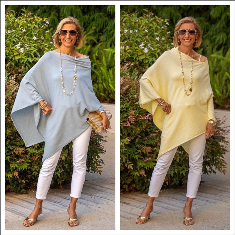 Two New Lightweight Pastel Color Pull On Ponchos - Just Style LA