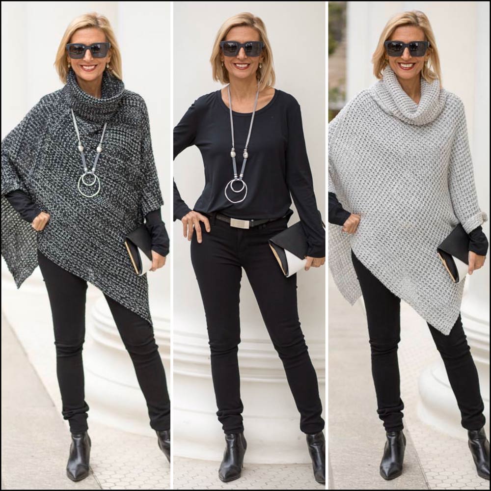 Two New Sweater Knit Pull On Ponchos - Just Style LA