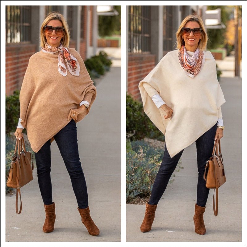 Two Ponchos With Sleeves Style With  A Neck Scarf - Just Style LA