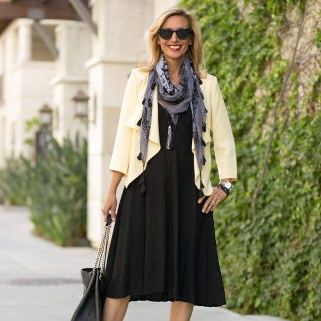 Updating A Simple Black Dress With Our Lemon Drop Jacket - Just Style LA