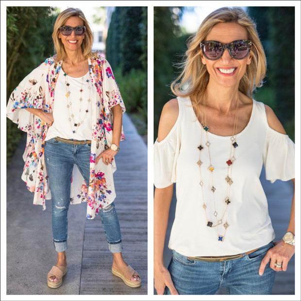 Weekend Look In Our Floral Print Duster And Ivory Top – Just Style LA