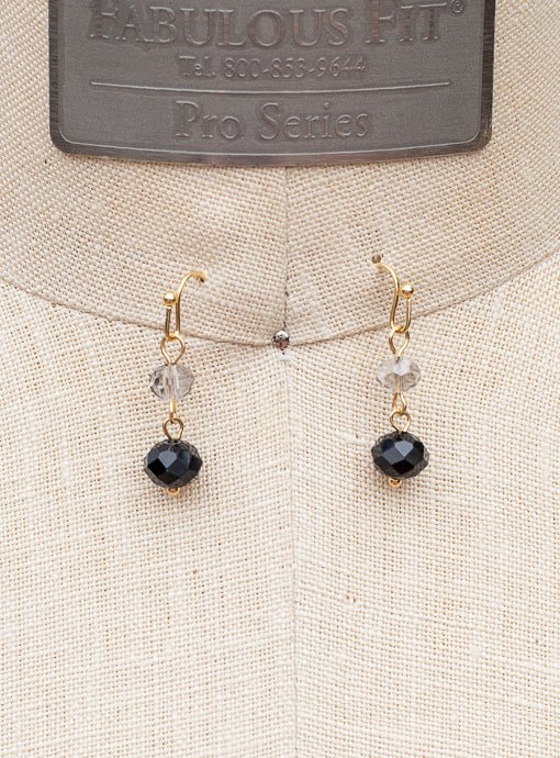 Black Bead And Gold Chain Link Necklace And Earring Set - Just Style LA