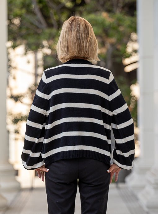 Black Ivory Stripe Knit Cardigan Jacket – Just Style LA