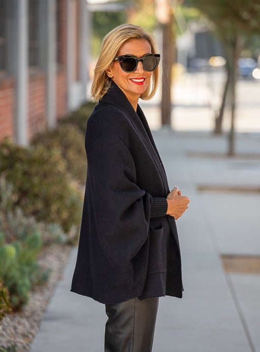 Black Short Shrug Cardigan With Pockets - Just Style LA