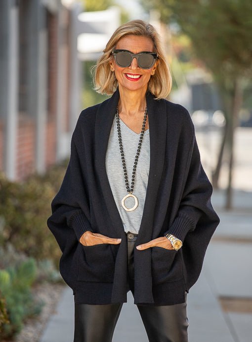 Black Short Shrug Cardigan With Pockets - Just Style LA