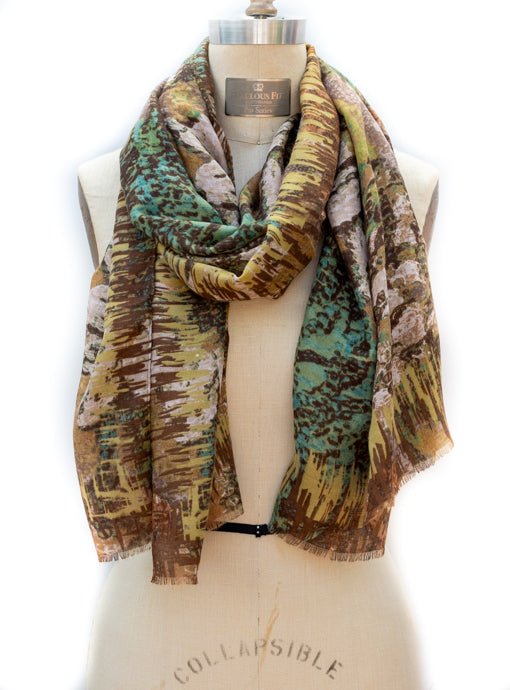 Brown Multi Floral Abstract Print Scarf Shawl - Just Style LA