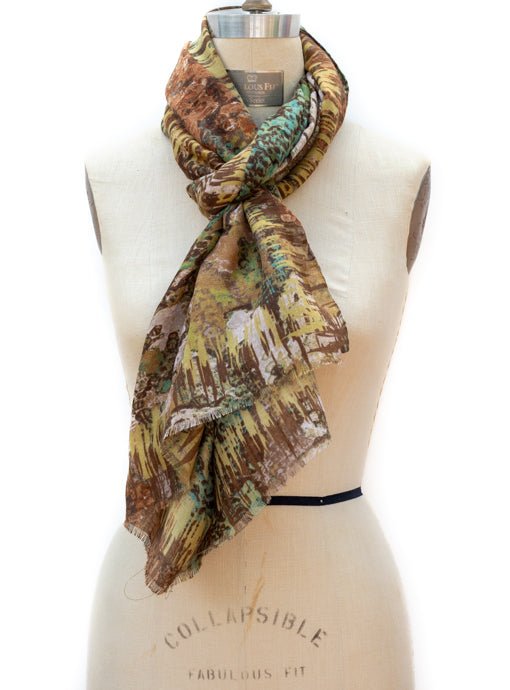 Brown Multi Floral Abstract Print Scarf Shawl - Just Style LA